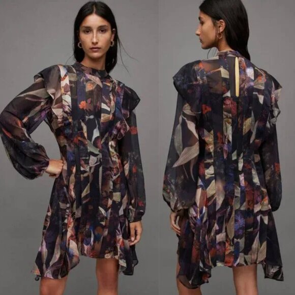 All Saints Multicolor Floral Mini Dress - Picture 1 of 16